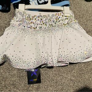 Rebel athletic white crystal couture posh skirt NWT YM